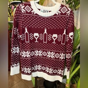 Ugly Christmas Sweater Men's Crewneck - Burgundy and White